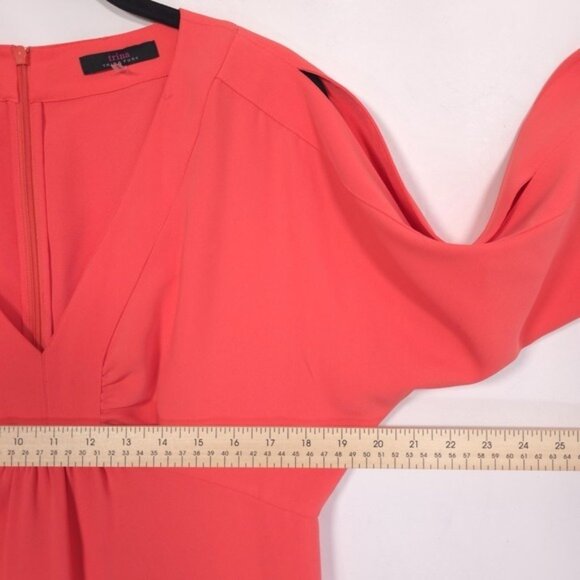 Trina Turk Women's Size 8 Coral Lily Fluid Drape Cold Shoulder Shift Mini Dress - Picture 6 of 10